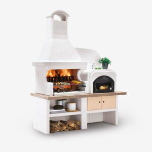 barbecue a legna/carbonella in cemento malibù+forno
